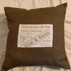 French motif burlap accent pillow cover-18” square (C)